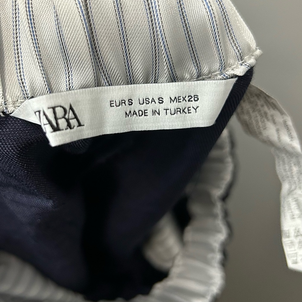 Zara Navy Linen/Viscose Blend Pants Size Small - Picture 4 of 5